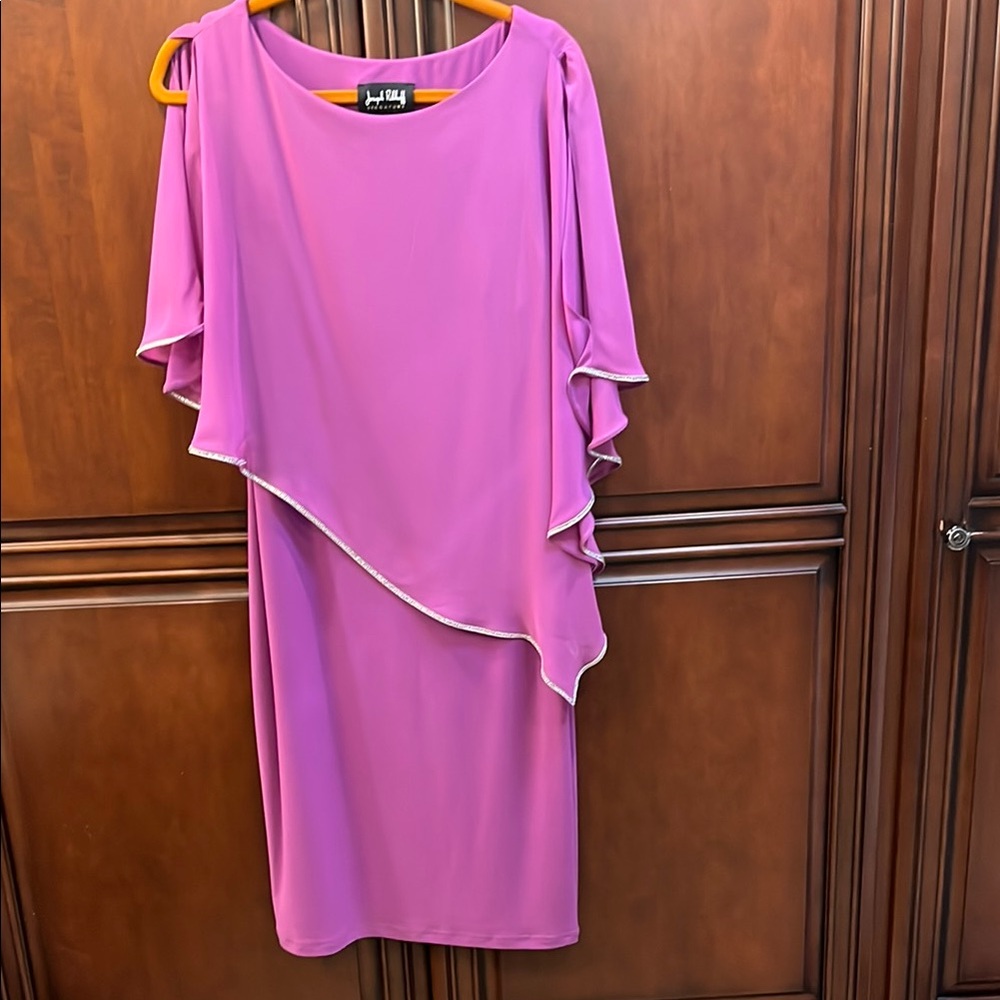 Joseph Ribkoff Signature Dress with Asymmetrical Cape